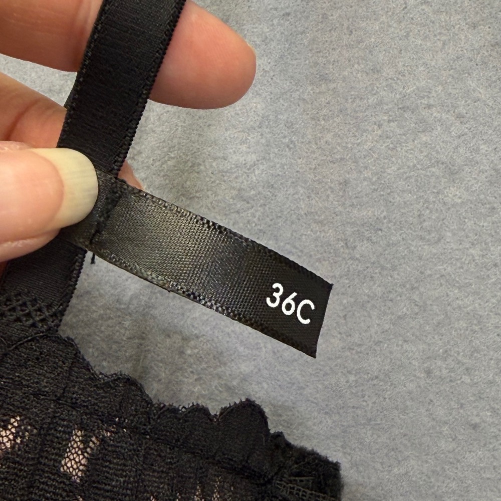 Tahari Black Floral Lace Strapless Convertible Underwire Bra 36C WP51451-002-TZC - Picture 4 of 9